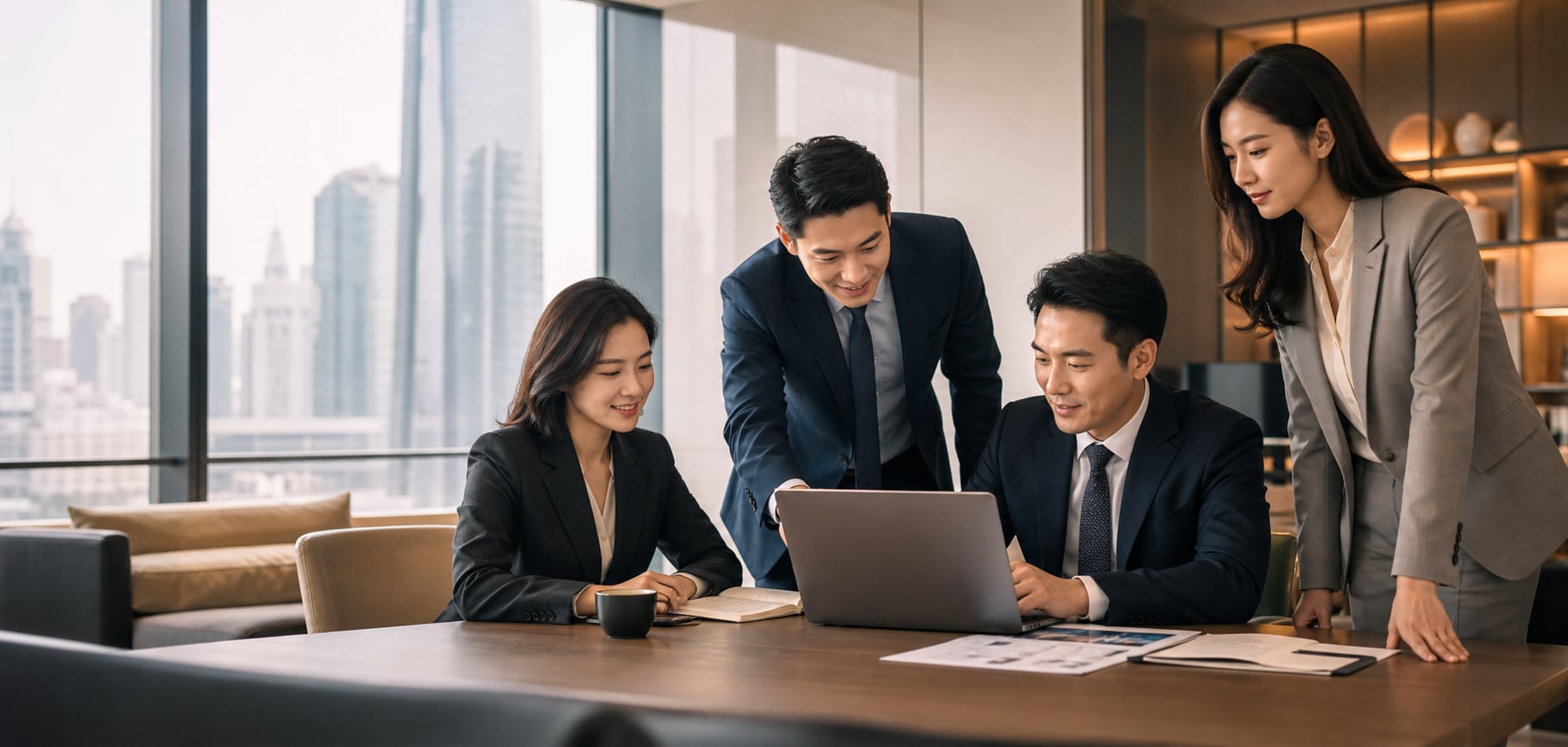 Chinese MCN and agency team collaborating in an office
